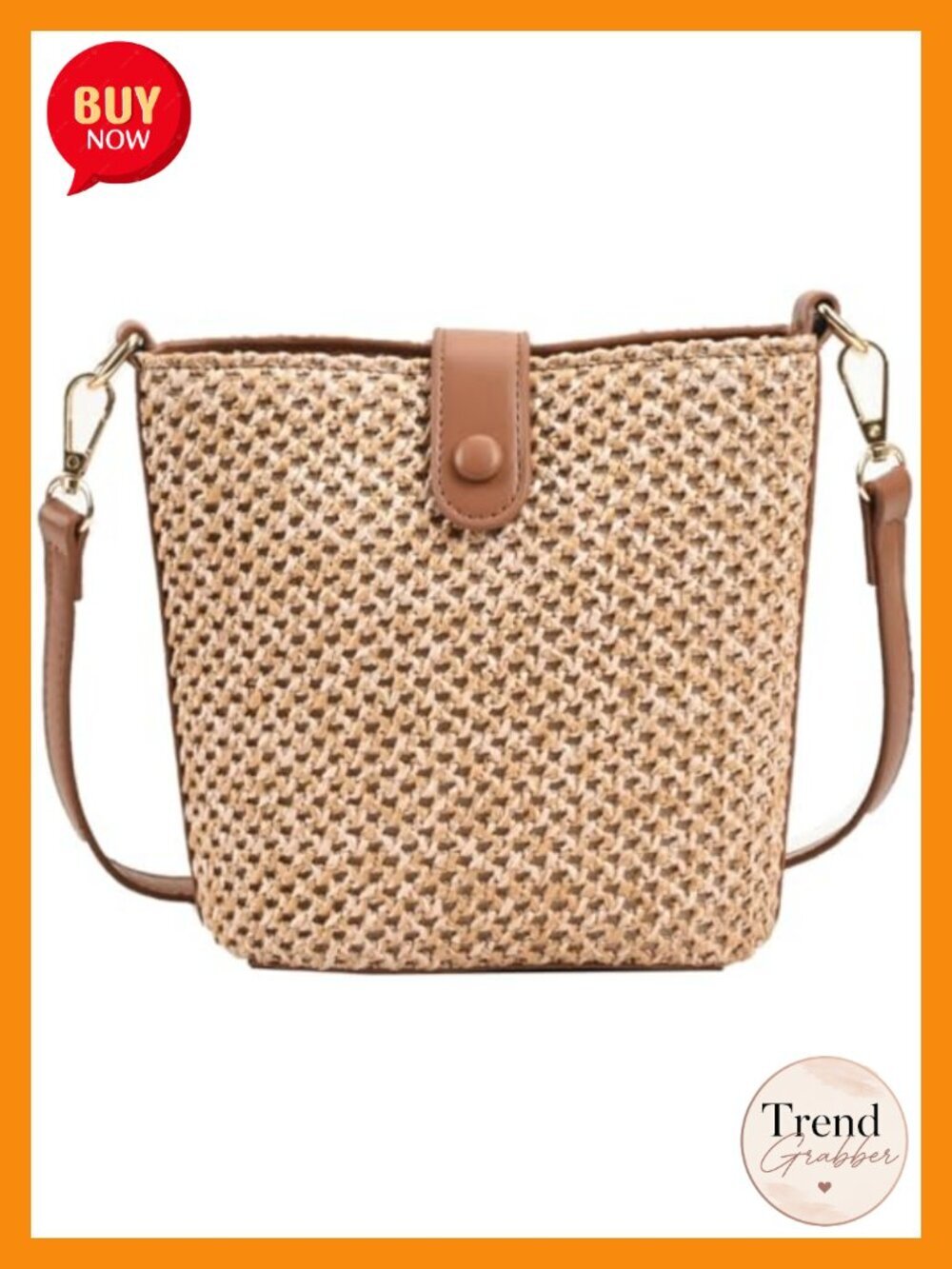 Straw Woven Cross Body Bucket Bag Trendy Shoulder Handbag Casual Tote Travel